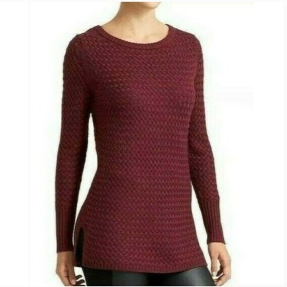 Athleta Chianti Marl Cypress Basketweave Sweater in Maroon